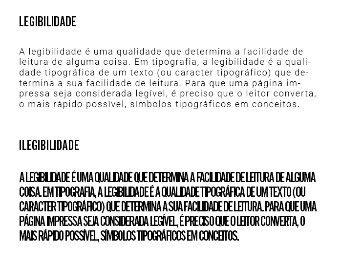 Diagramação de livros impressos, legibilidade-ilegibilidade